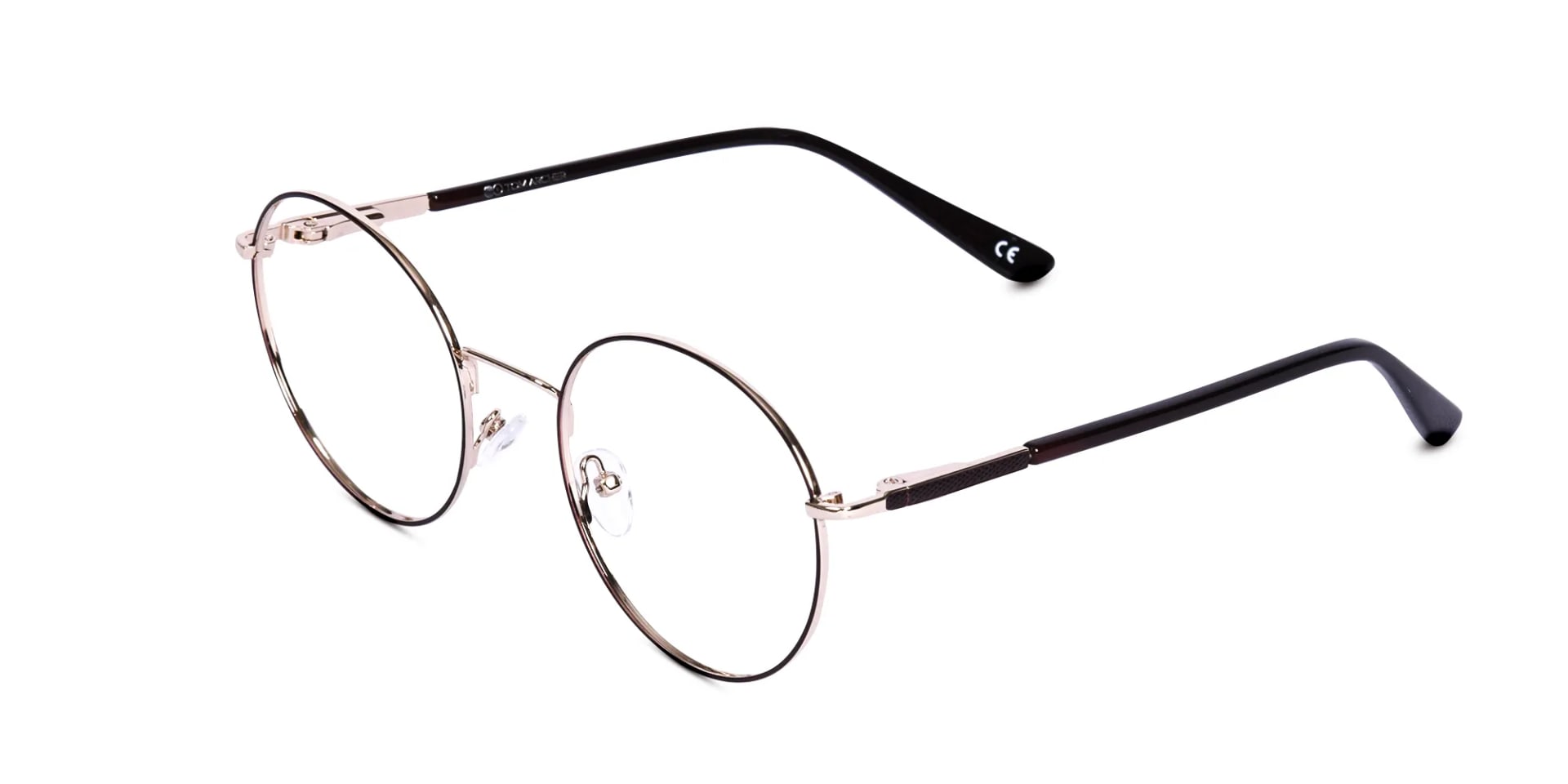 Brown And Gold Metal Frame Eyeglasses-2