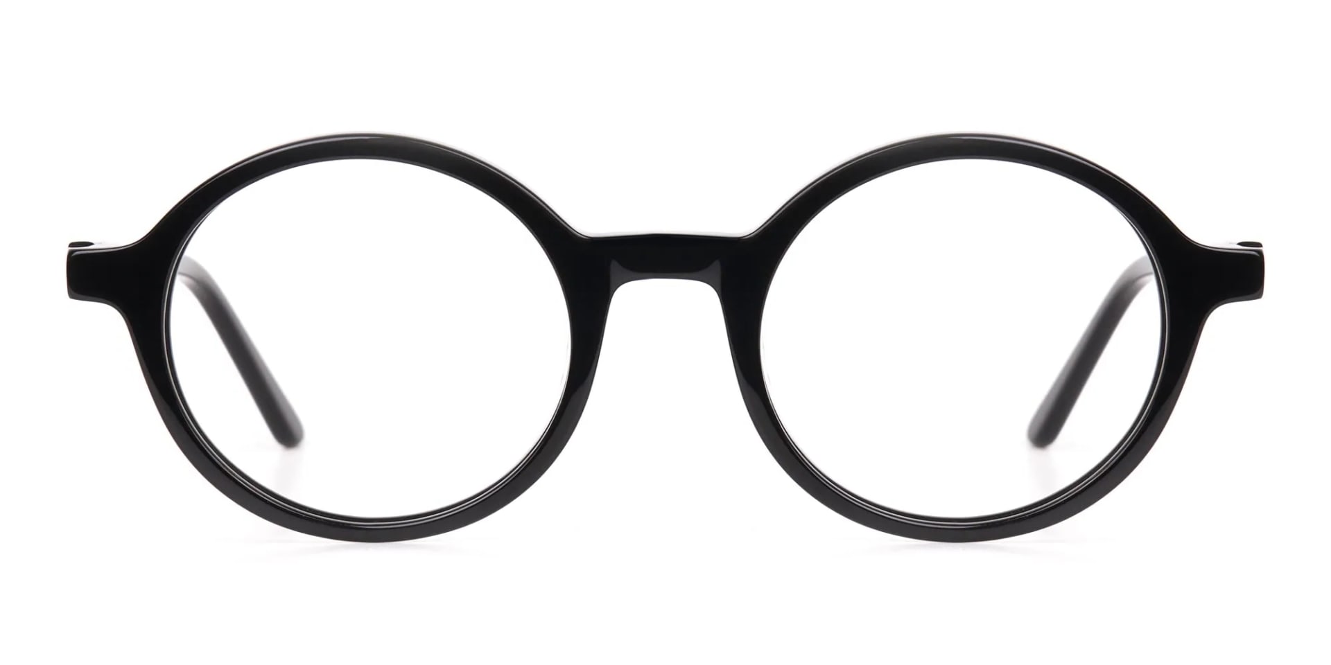 Black Round Acetate Eyeglasses Frame Unisex-2