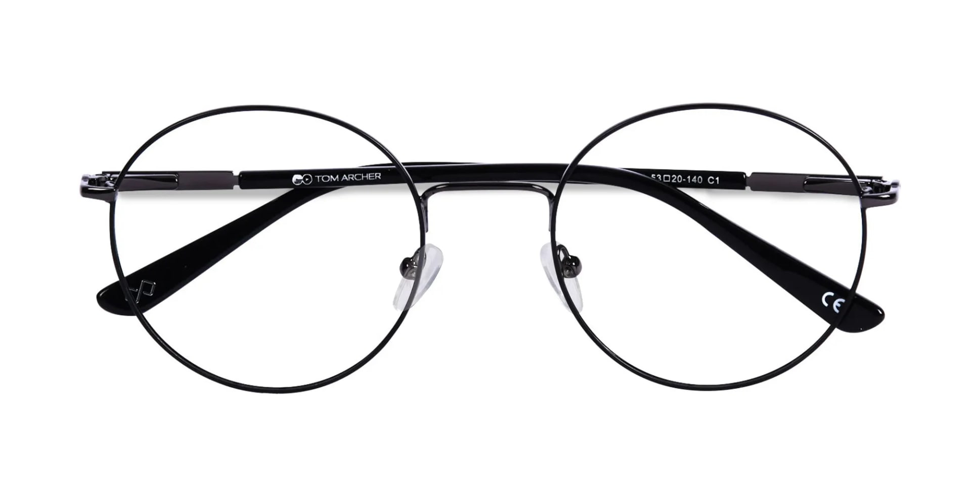 Black Round Metal Frame Glasses-2