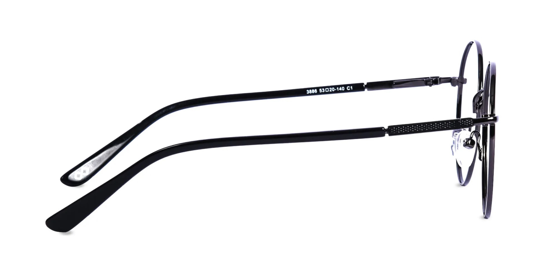 Black Round Metal Frame Glasses-2