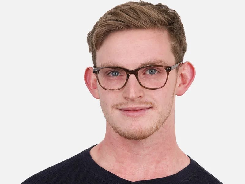 Beige Tortoise Acetate Rectangle Glasses Unisex-3