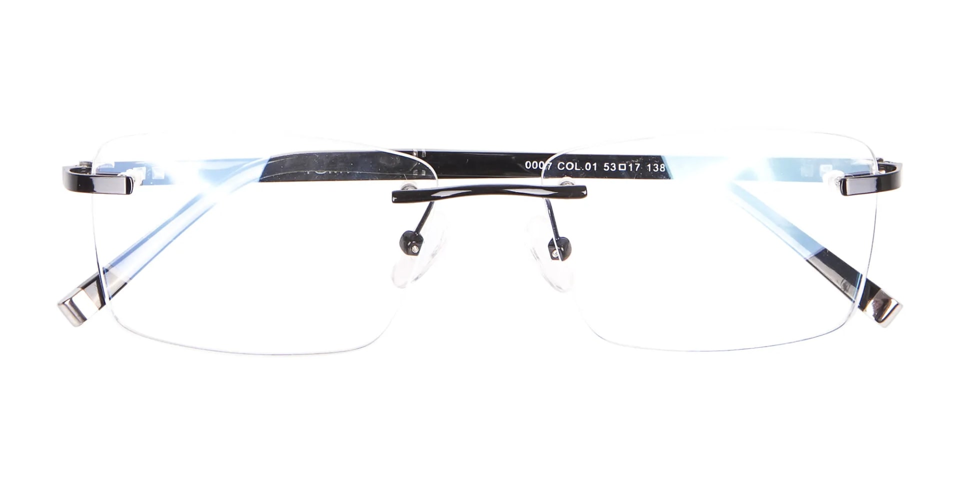 Fine Rectangular Rimless Frame Black-2