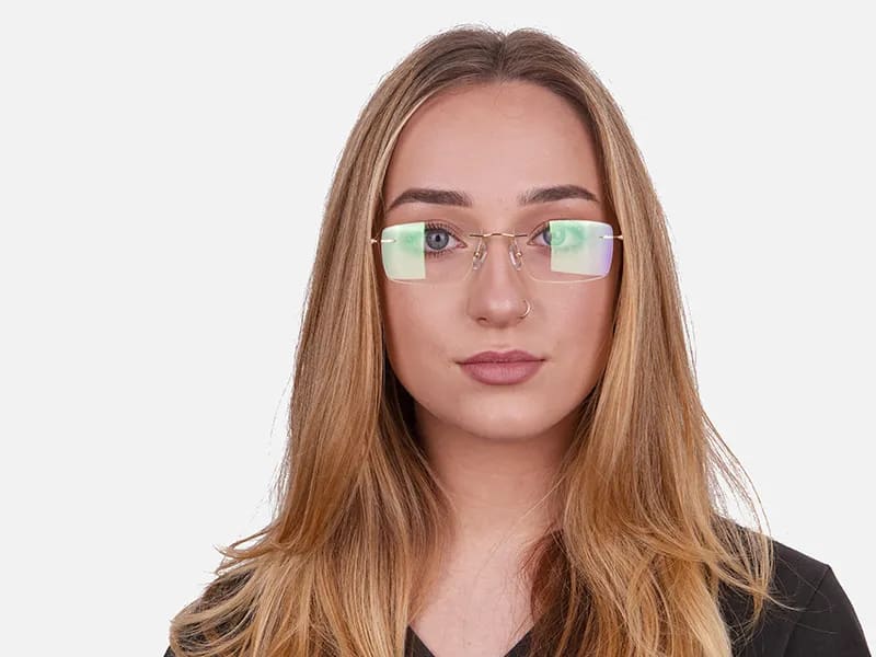 Silver Rectangular Rimless Frame UK-2