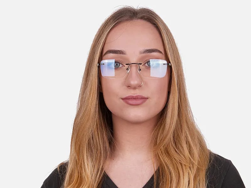 Man Woman's Rimless Frame Brown, Glasses UK-2