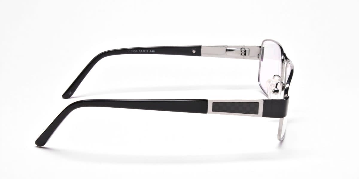 Rectangular Glasses in Black & Silvern -4