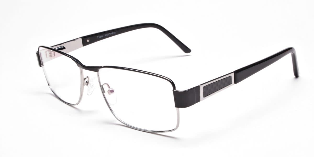 Rectangular Glasses in Black & Silver-3
