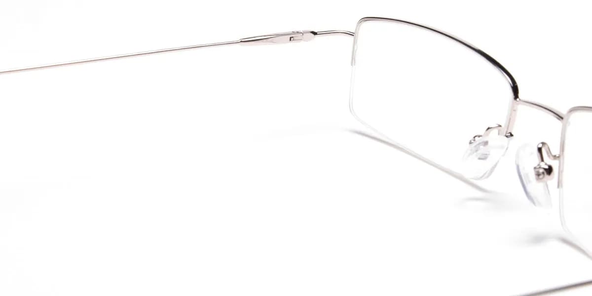 Silver Half-Rim Rectangular Glasses - 2