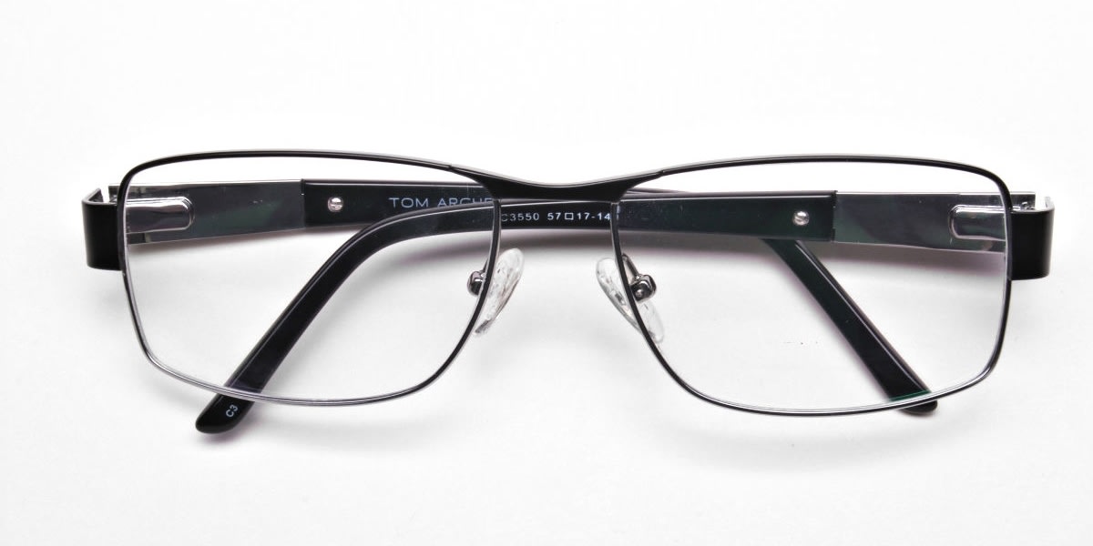 Rectangular Glasses in Black & Silver-6