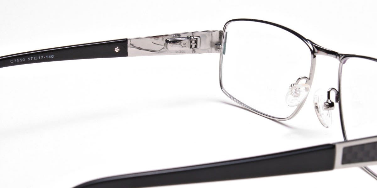 Rectangular Glasses in Black & Silver -5