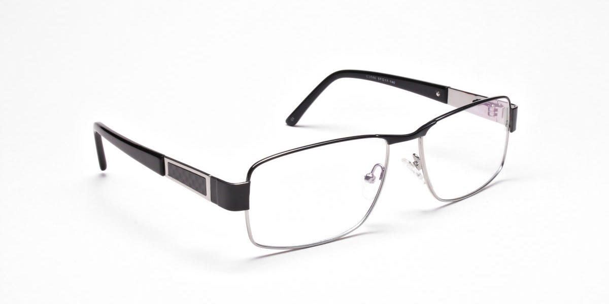 Rectangular Glasses in Black & Silver -2
