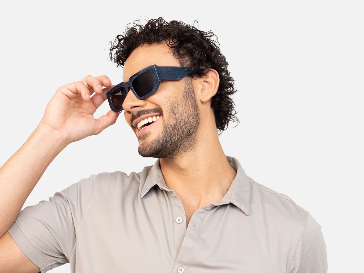 Rectangle Blue Sunglasses-42