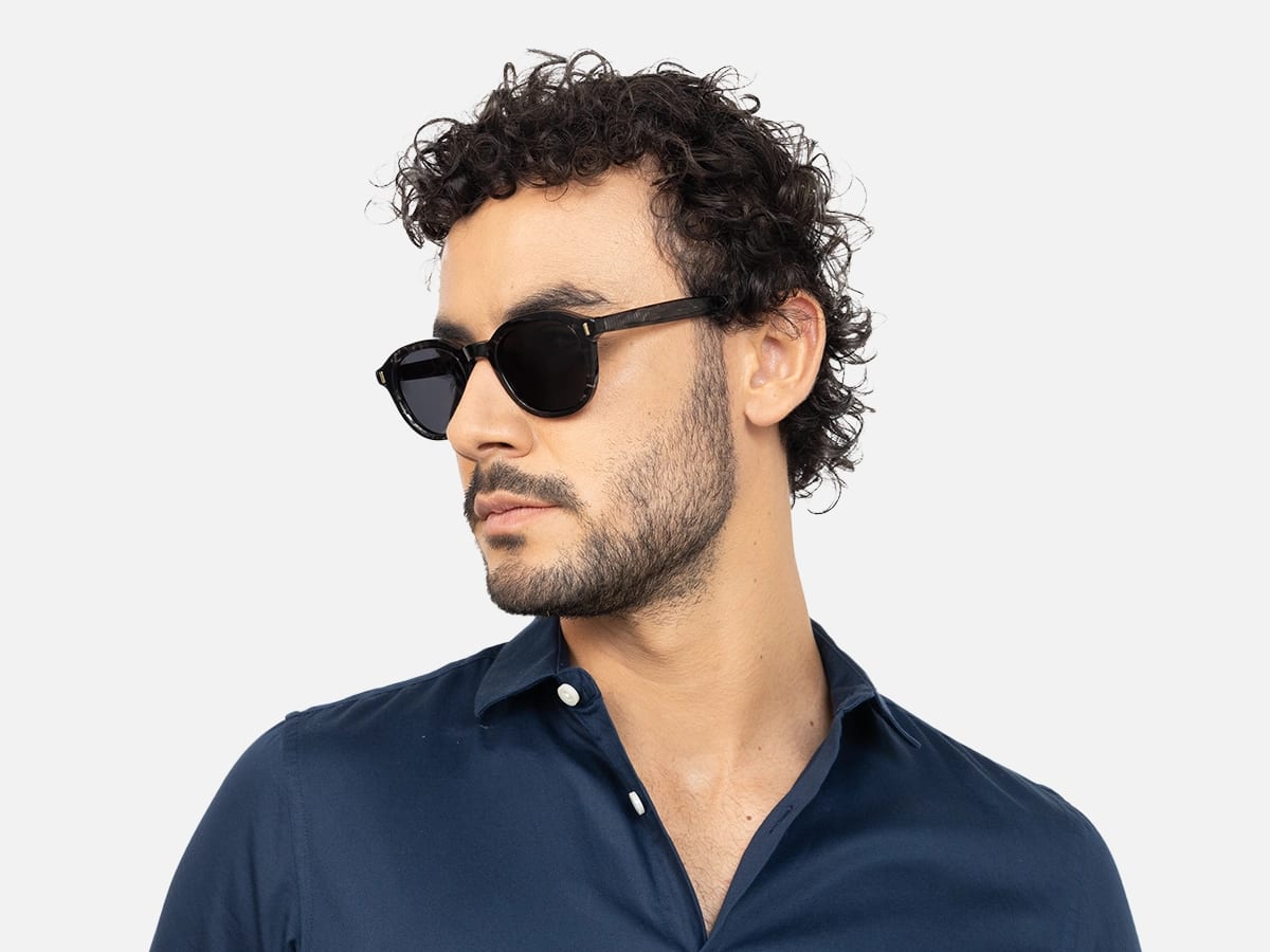 Black Marble Round Sunglasses-42