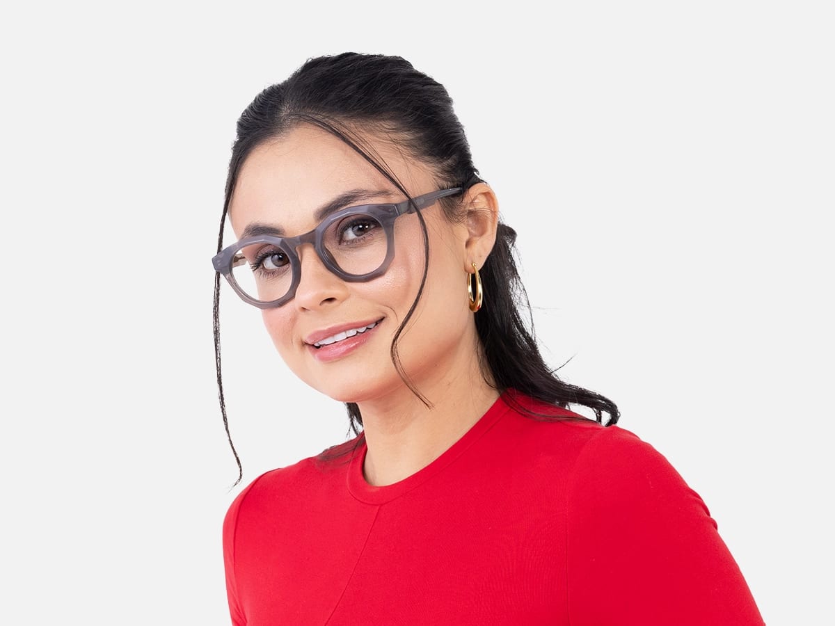 Grey Geometric Shape Eyeglasses 52