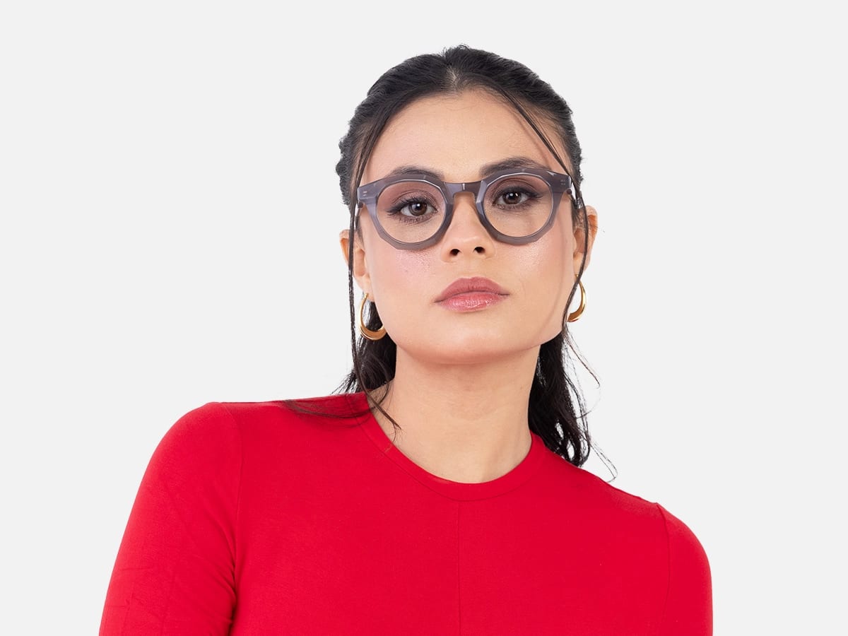 Grey Geometric Shape Eyeglasses 51