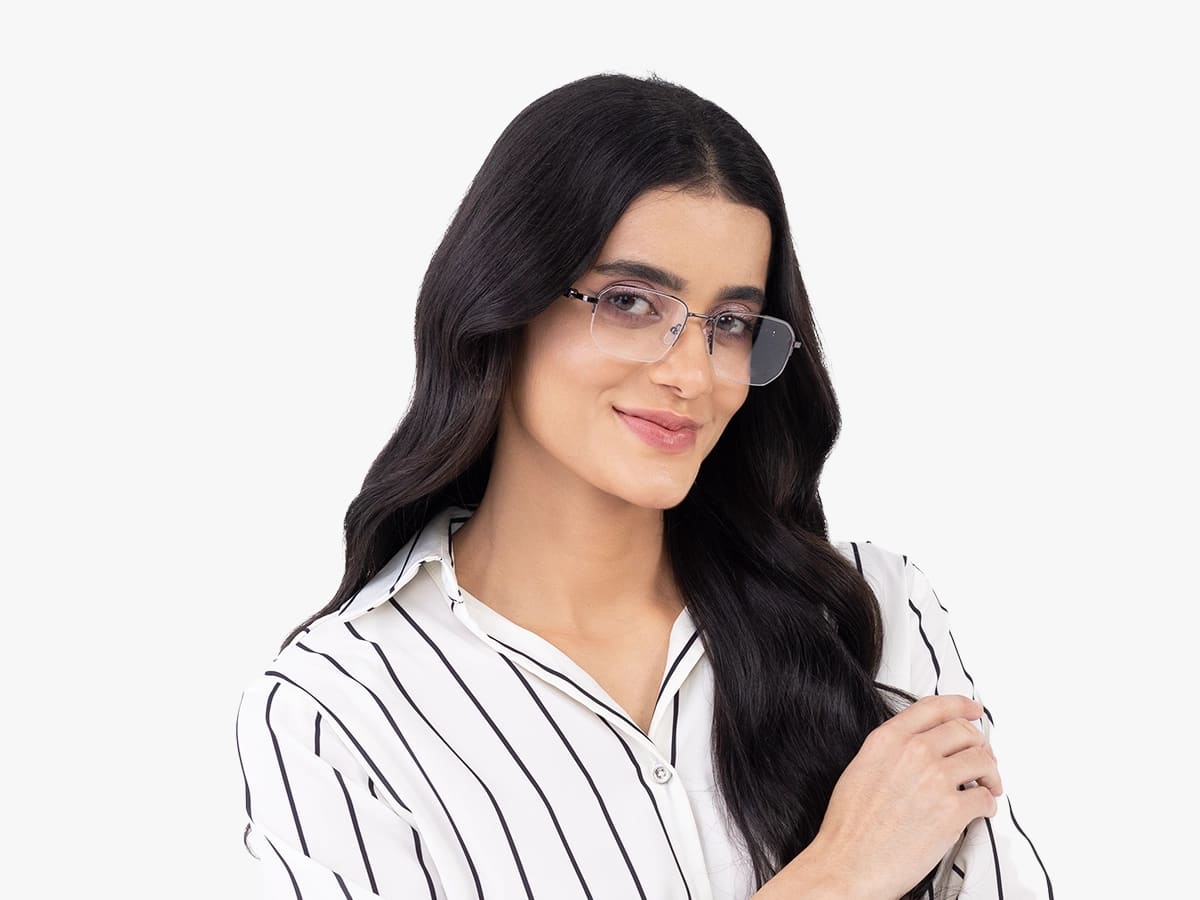Gunmetal Rectangle Eyeglasses 53