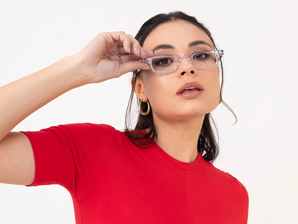 Clear Rectangle Spring Hinge Glasses 52