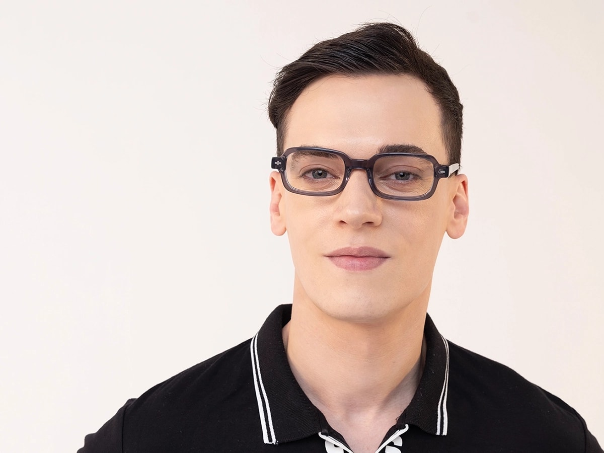 Crystal Grey Rectangle Glasses 42