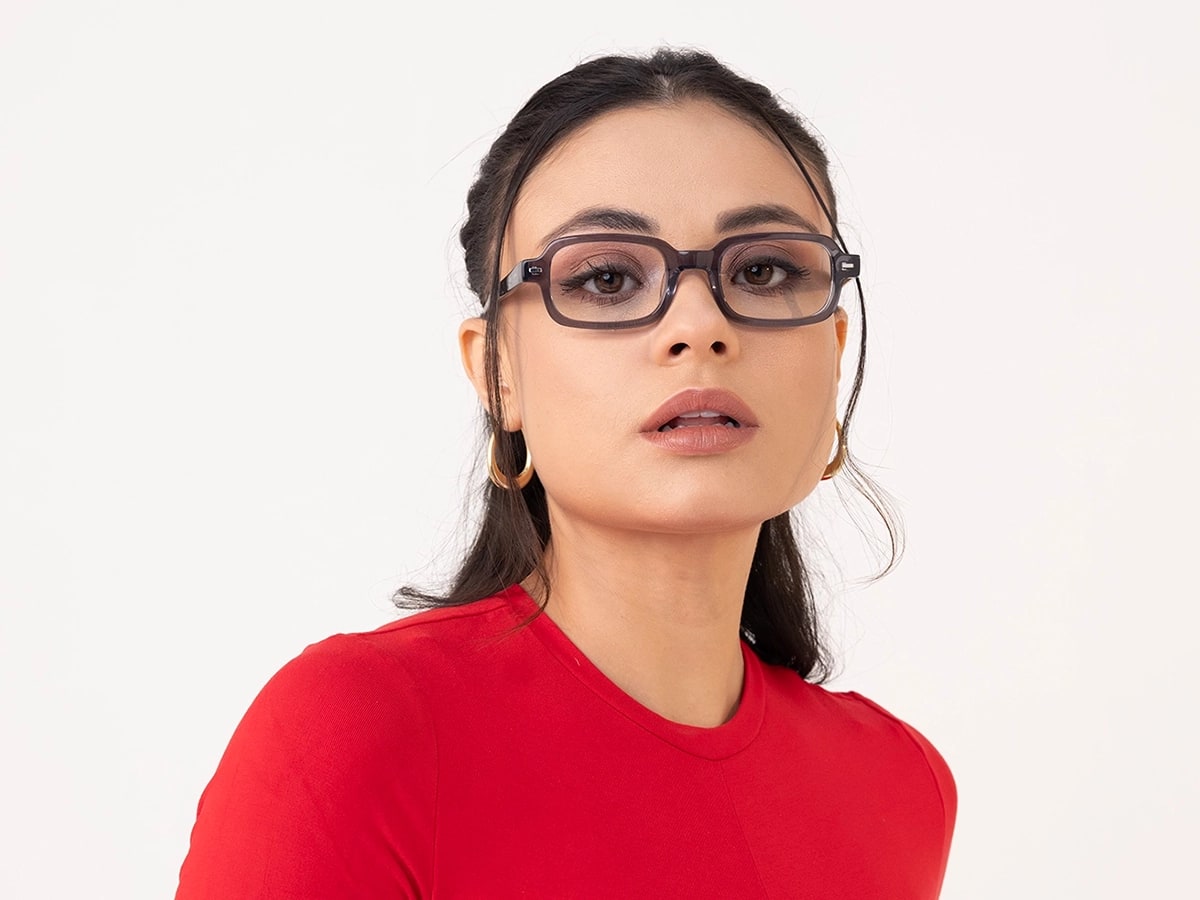 Crystal Grey Rectangle Glasses 52