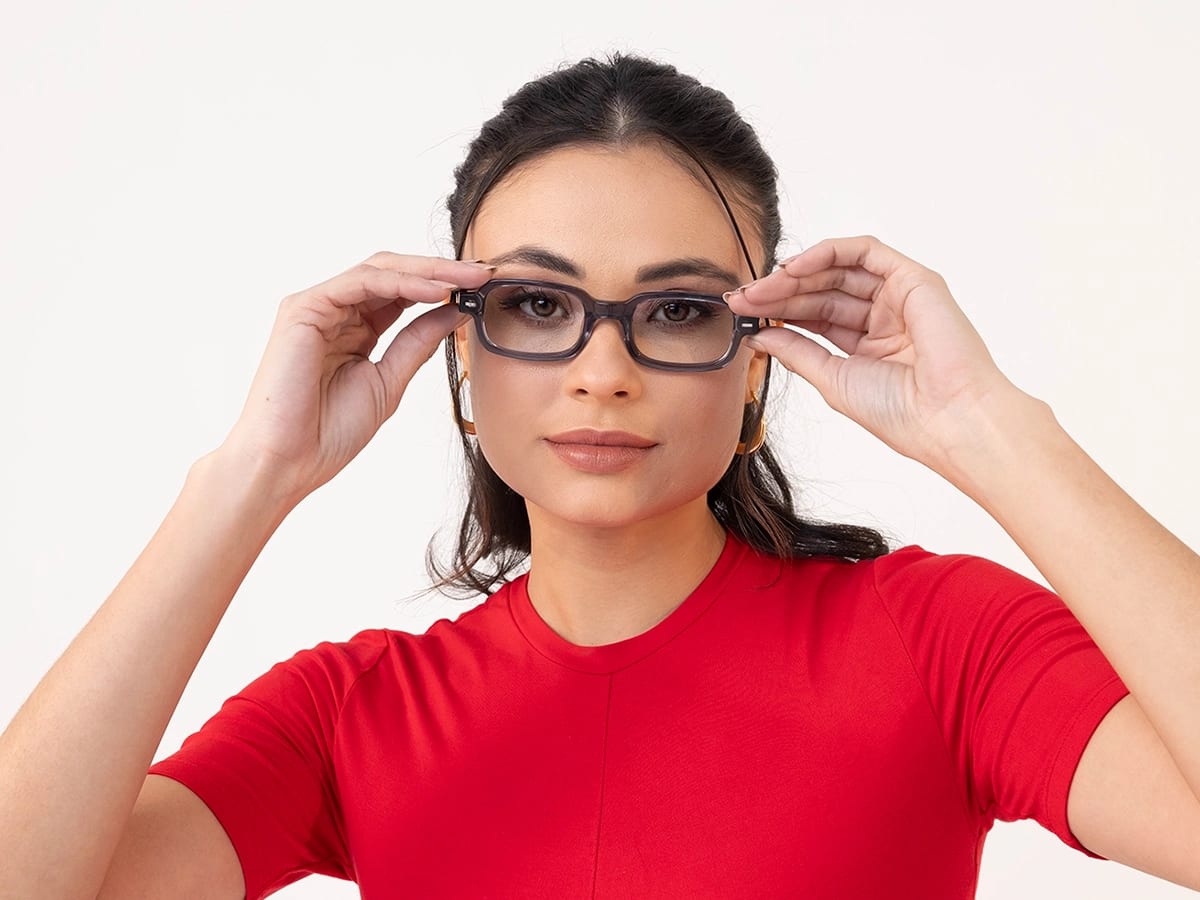 Crystal Grey Rectangle Glasses 53