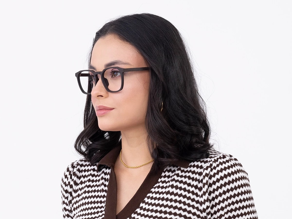 Ebony Wooden Square Glasses 53