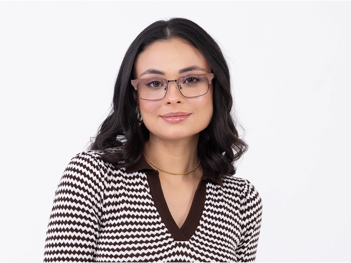 Rectangle Wooden Metal Eyeglasses 51