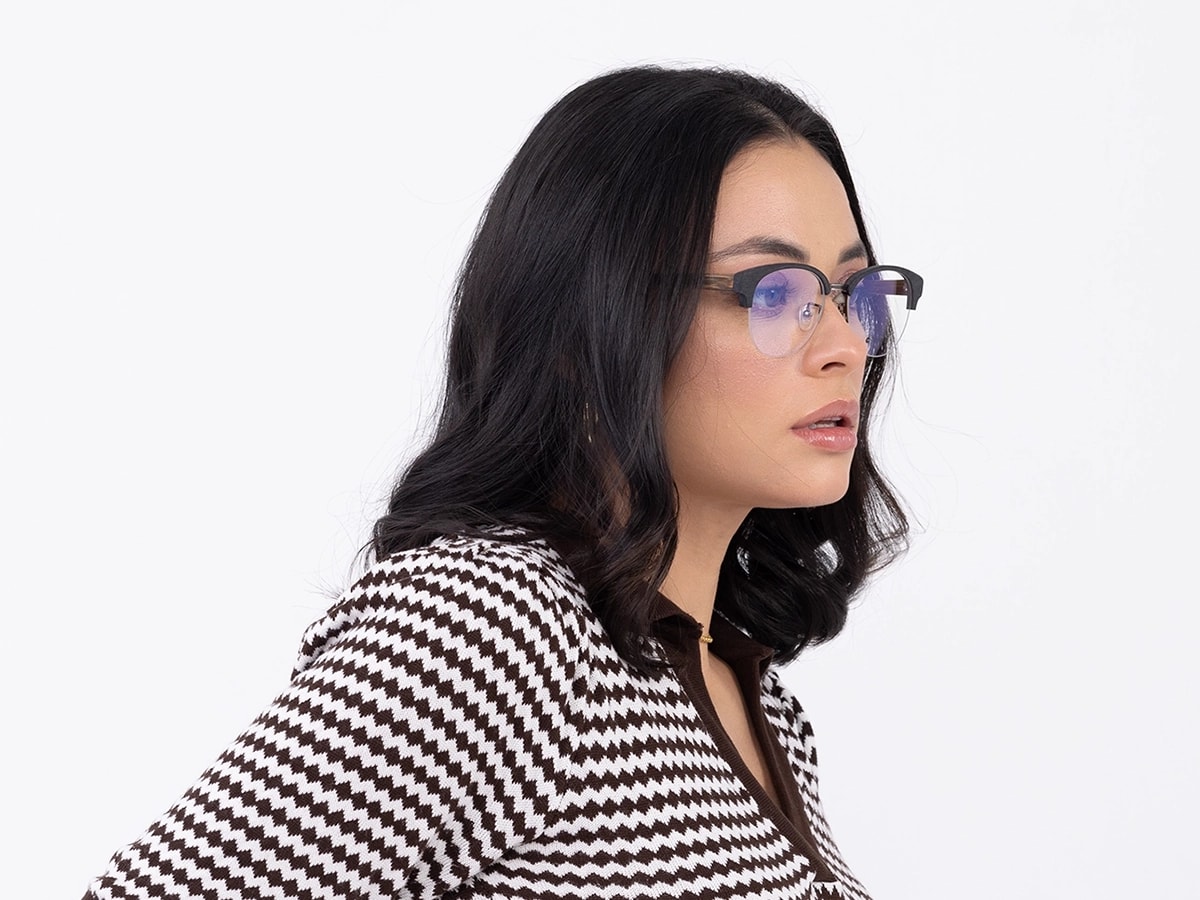 Round Wooden Frame Eyeglasses 52