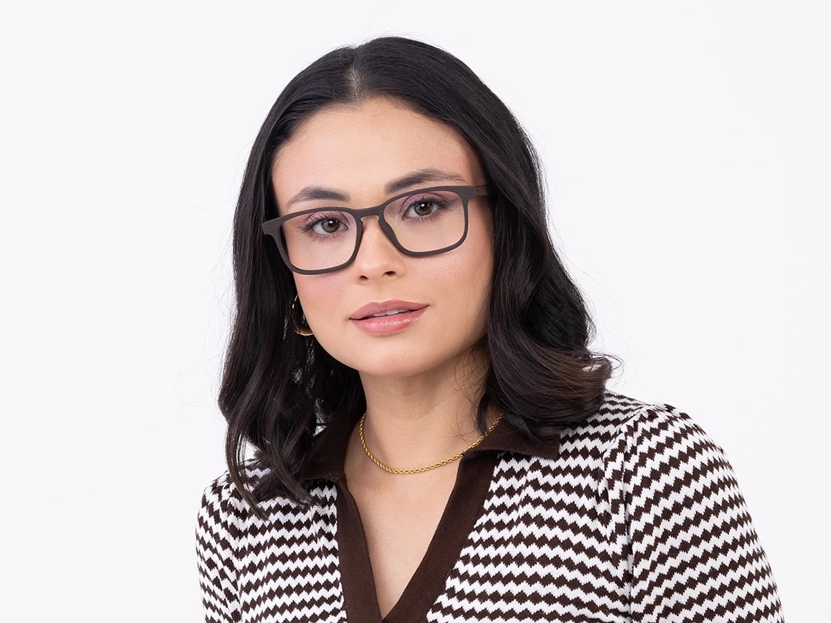 Wood Frame Square Eyeglasses 53