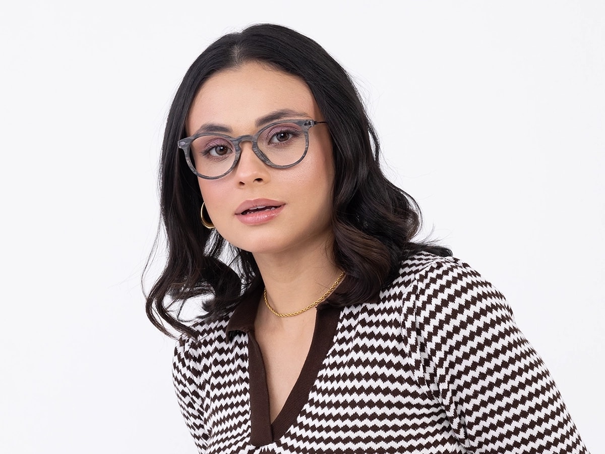 Oval Wood Frame Prescription Glasses 53