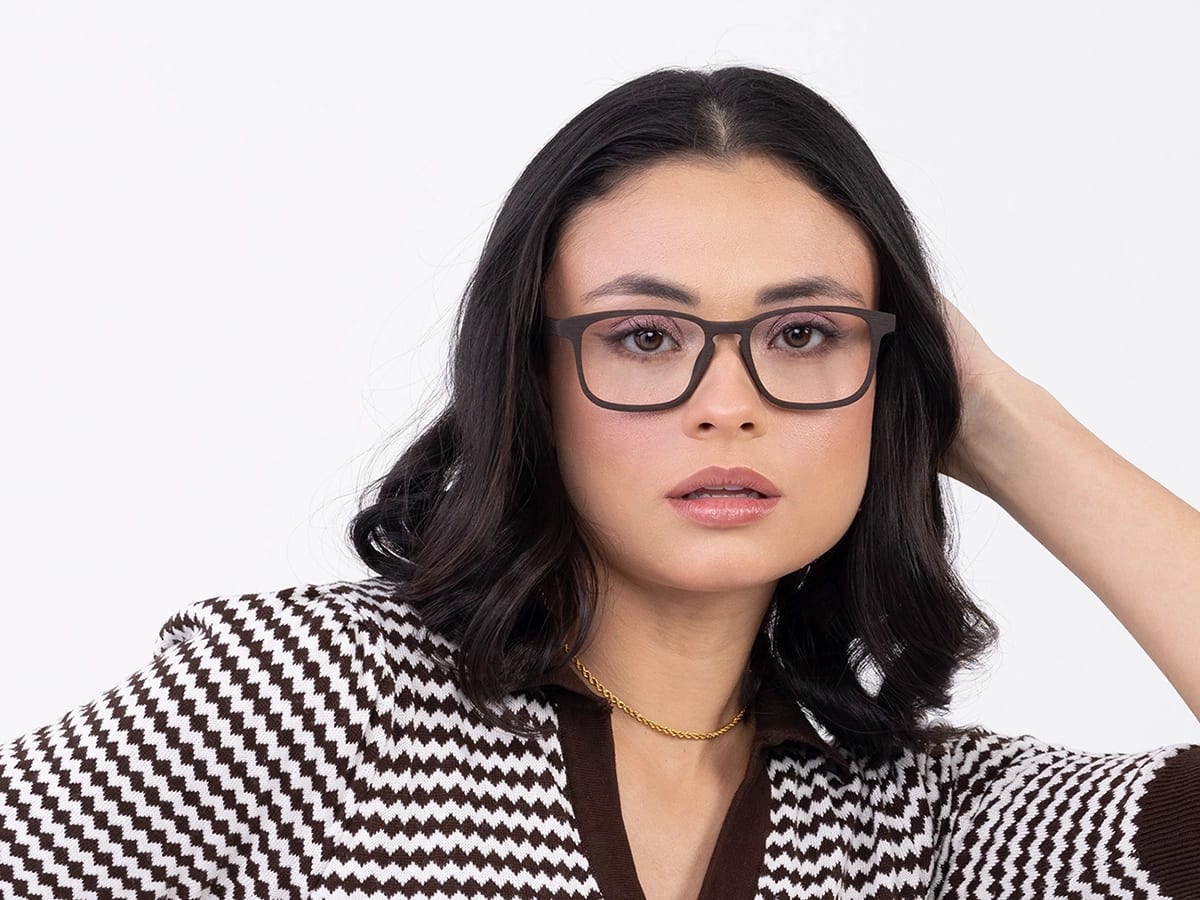 Wood Frame Square Eyeglasses 52