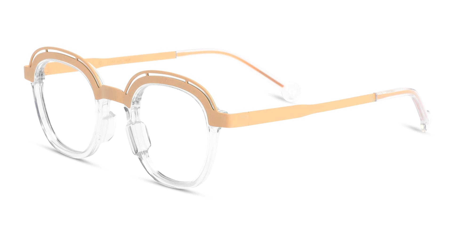 Clear Peach Square Glasses 3