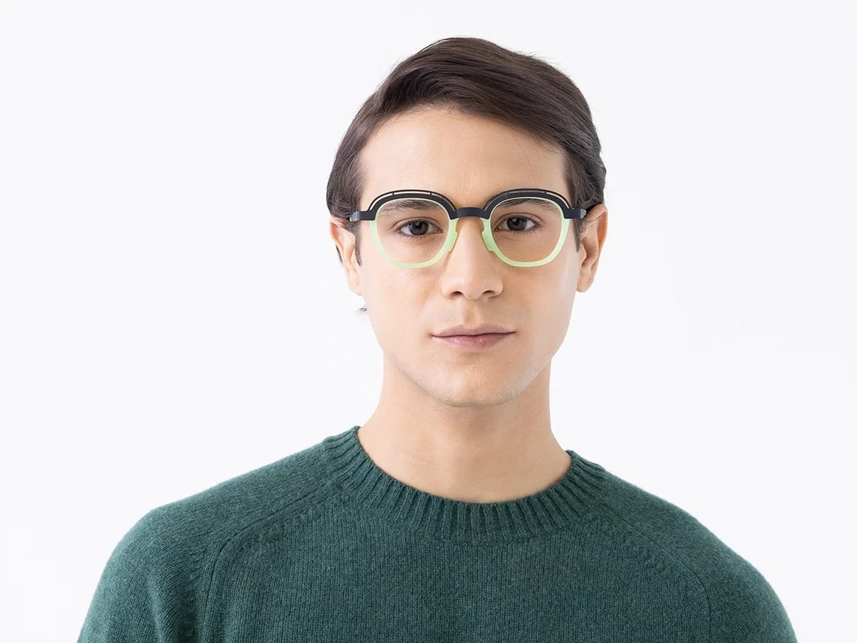 Mint Green & Gunmetal Square Glasses 41