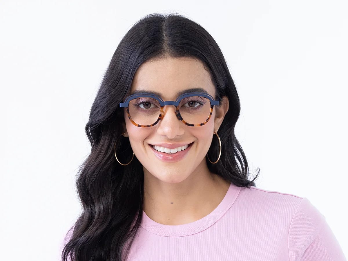  Denim Blue & Tortoise Square Eyeglasses 51