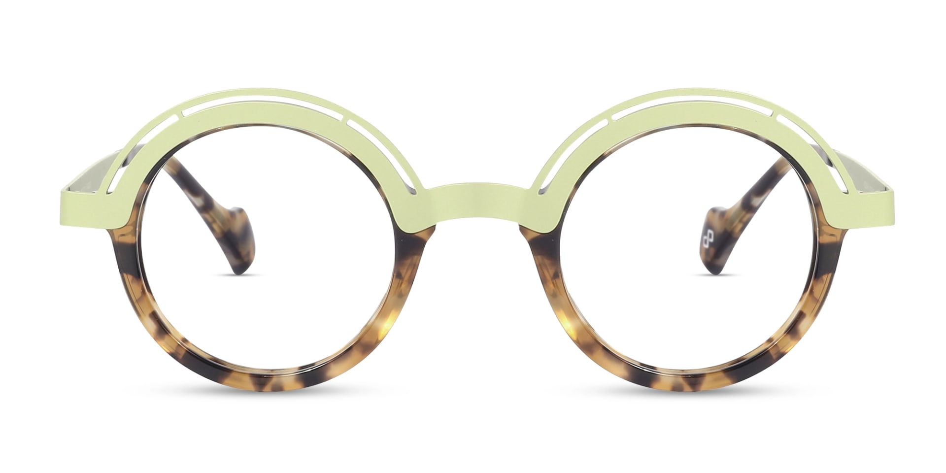  Pastel Green & Tortoise Round Glasses 1