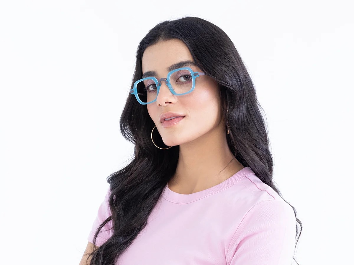 Blue Square Glasses Frame 52