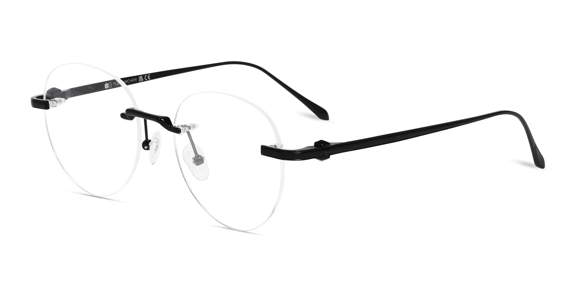 Matte Black Round Rimless Glasses 3