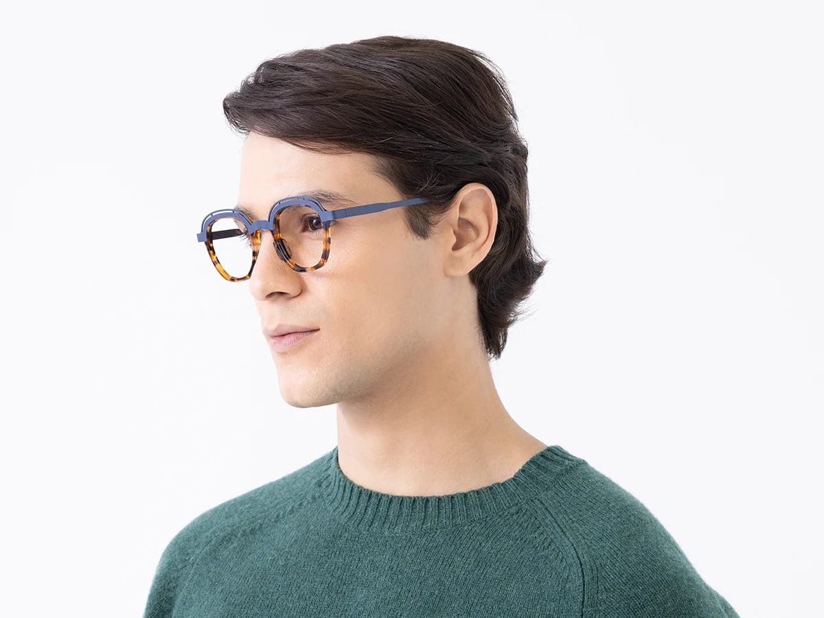  Denim Blue & Tortoise Square Eyeglasses 42