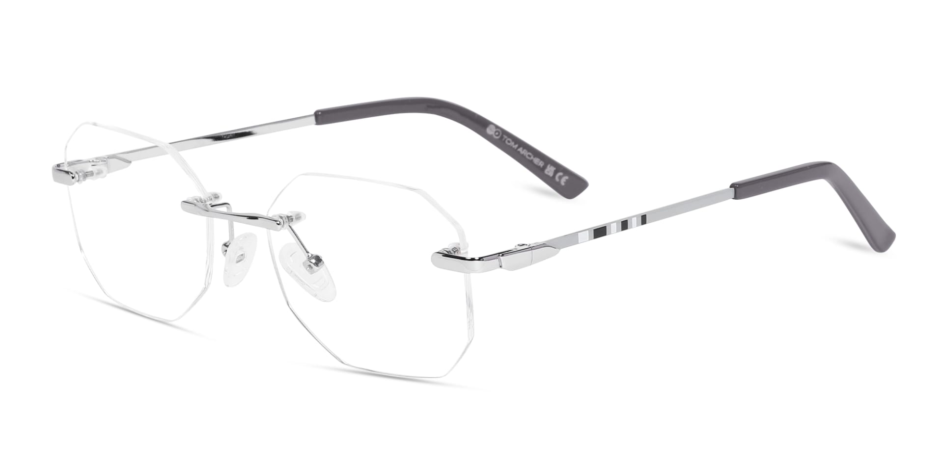 Silver Metal Geometric Rimless Glasses 3
