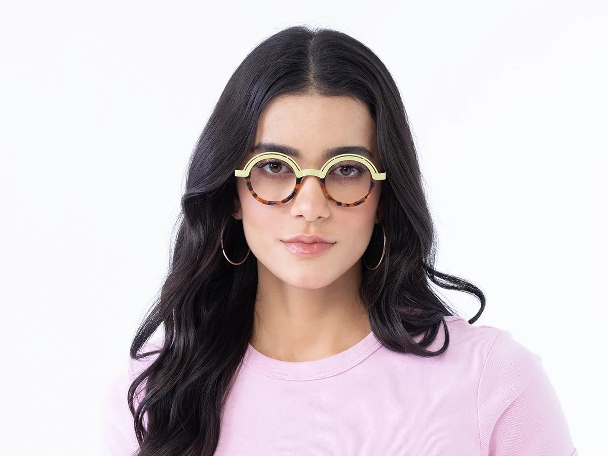 Pastel Green & Tortoise Round Glasses 51