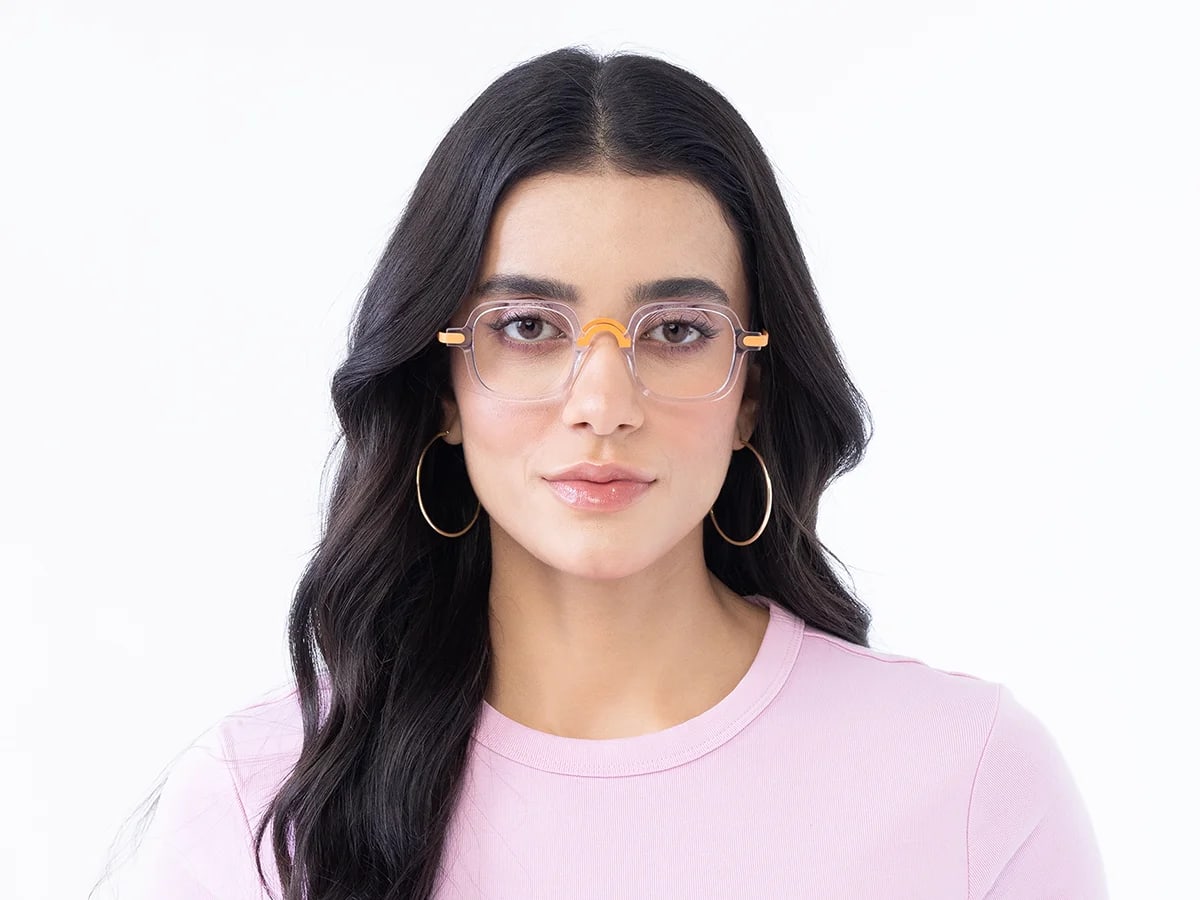 Crystal Clear Mixed Material Glasses Frames 51