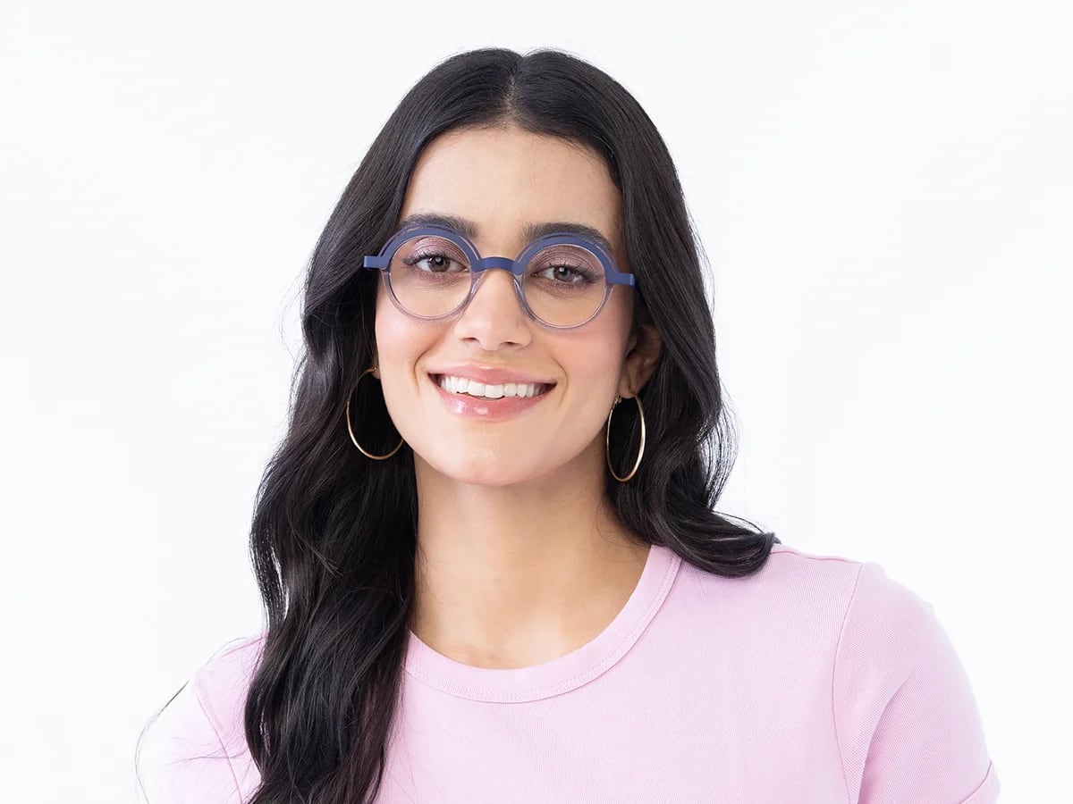 Crystal Clear Denim Blue Glasses 51