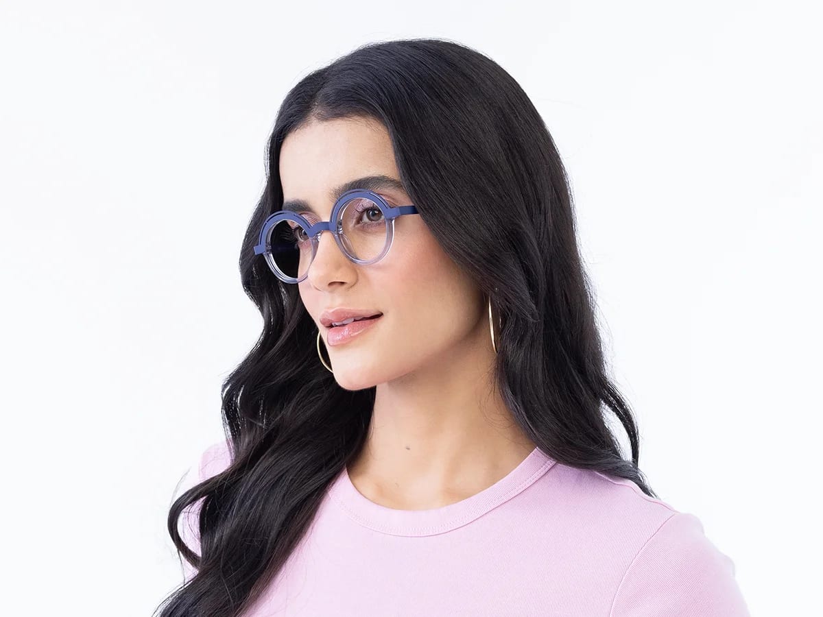 Crystal Clear Denim Blue Glasses 53