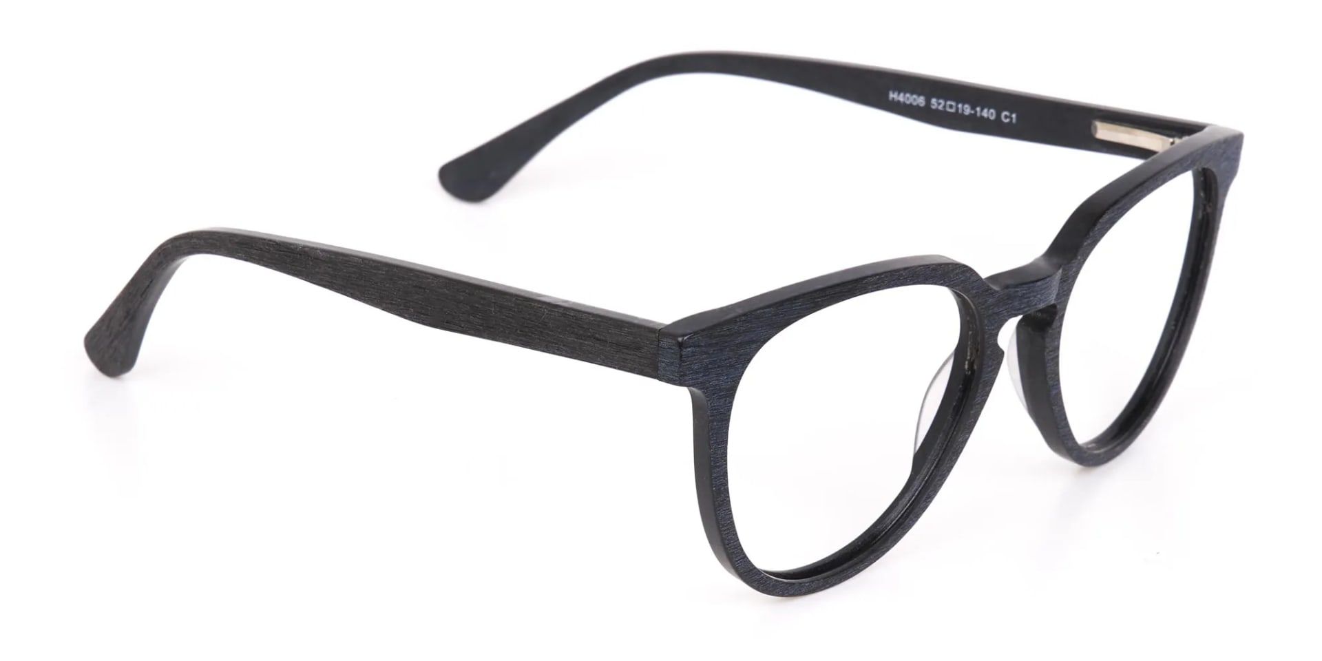 Black Wood Round Glasses Frame Unisex-2