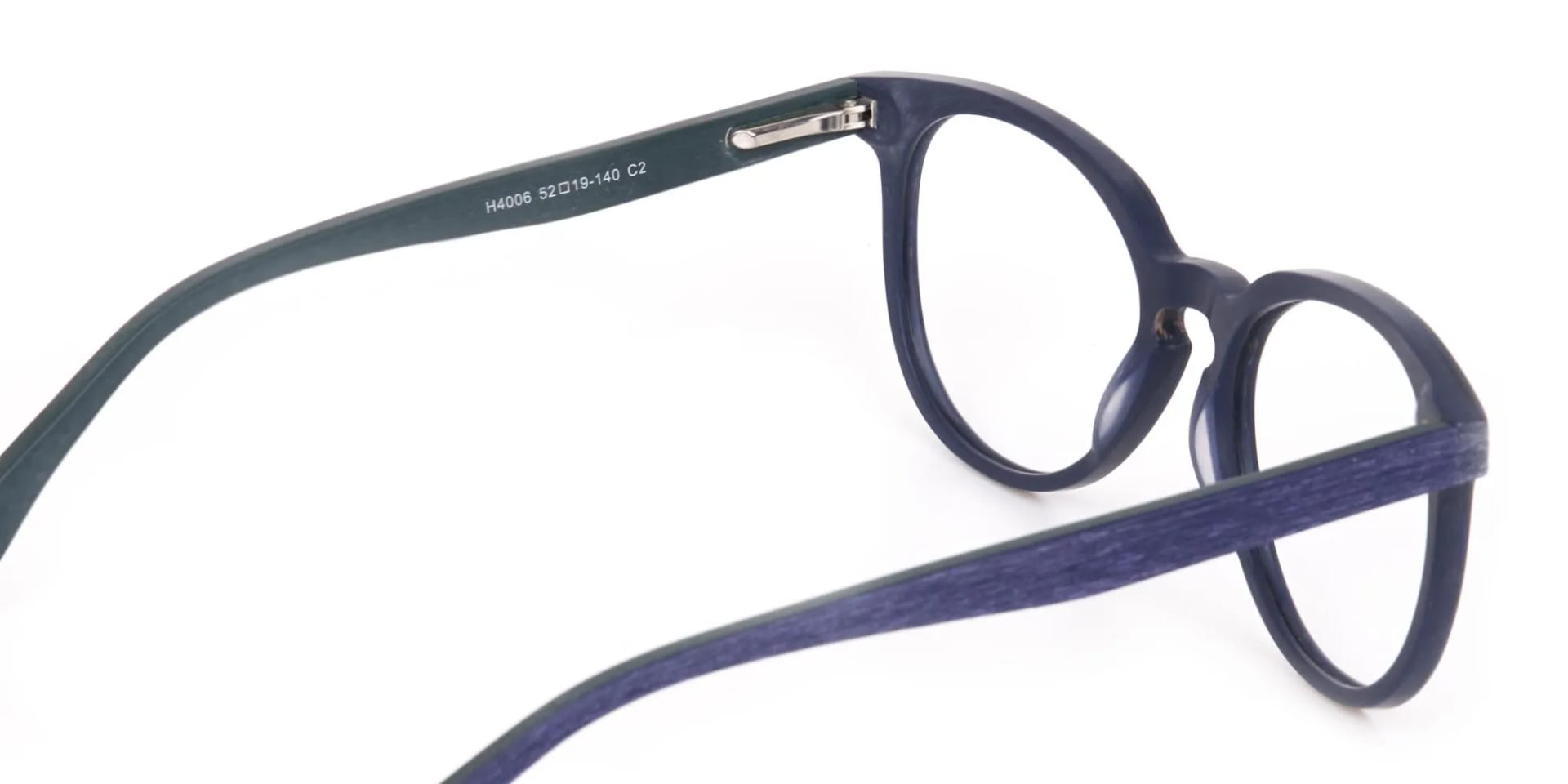 Dusty Green and Blue Round Wood Glasses Unisex-2