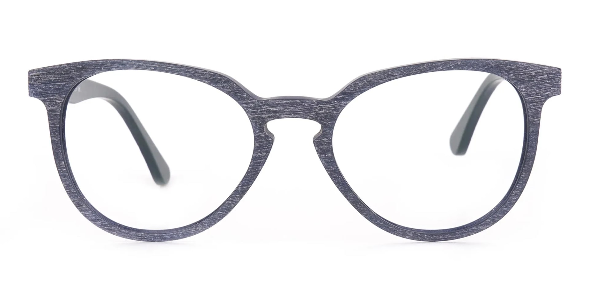 Dusty Green and Blue Round Wood Glasses Unisex-2