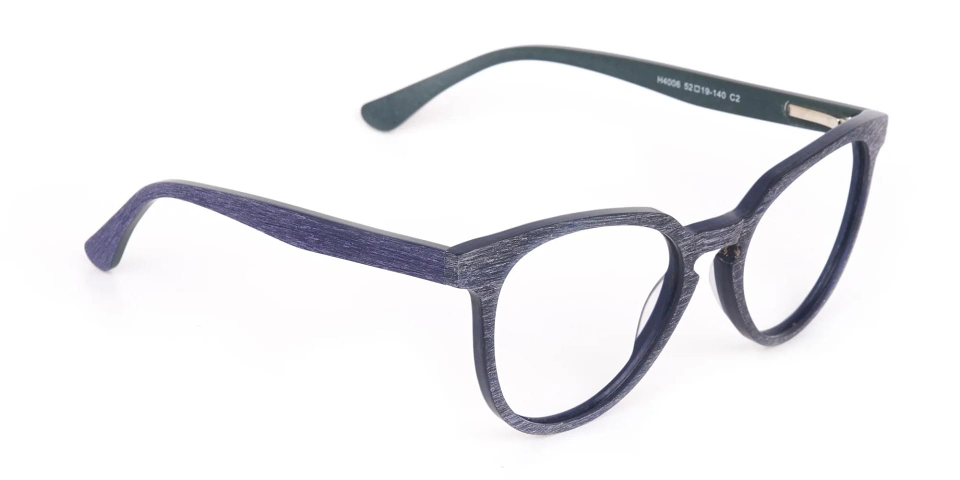 Dusty Green and Blue Round Wood Glasses Unisex-2