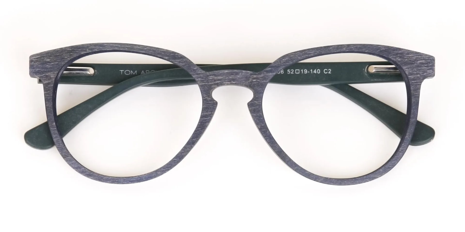 Dusty Green and Blue Round Wood Glasses Unisex-2