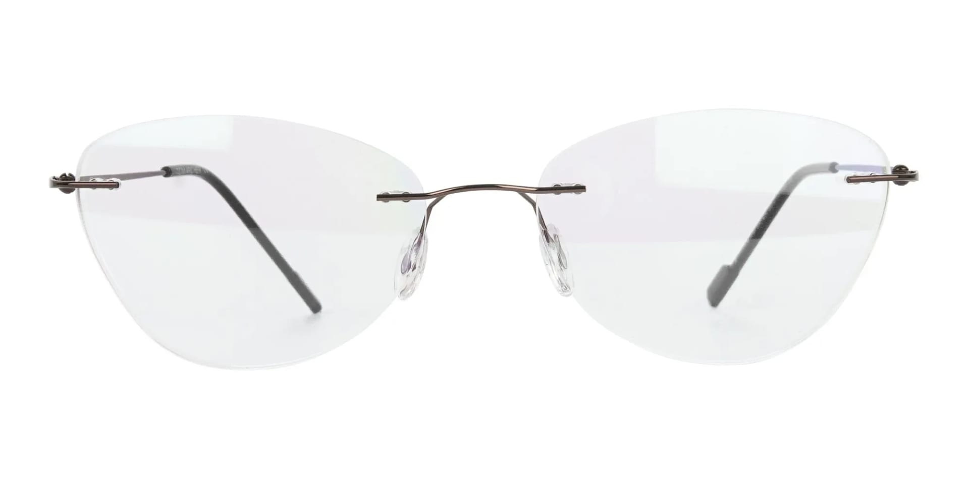 Rimless Cat-Eye Glasses in Brown Metal-2
