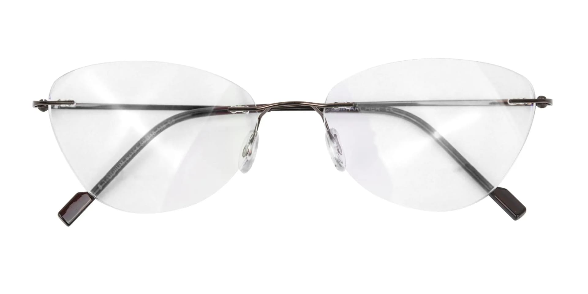 Rimless Cat-Eye Glasses in Brown Metal-2