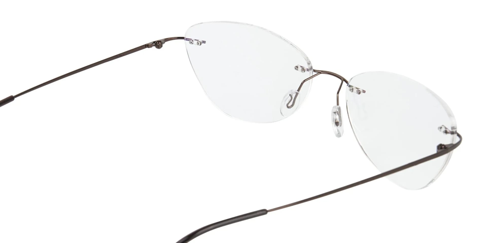 Rimless Cat-Eye Glasses in Brown Metal-2