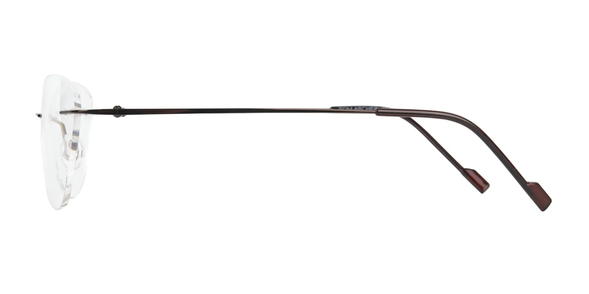 Rimless Cat-Eye Glasses in Brown Metal-2